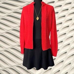 Vintage Orange Knit Cardigan Sweater - Size Small by Le Roy